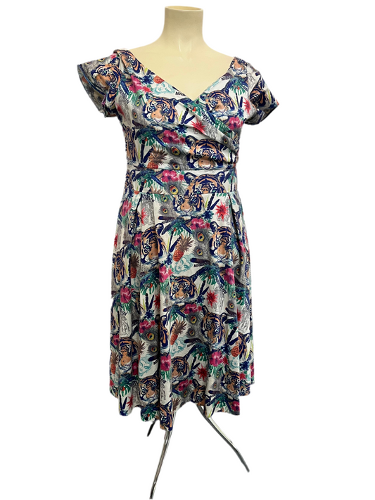 LADY VINTAGE  TIGER DRESS sz 18