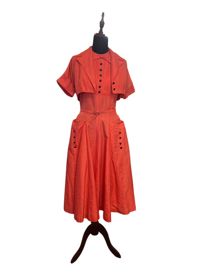 1950s PEACH DRESS & BOLERO SET | 8