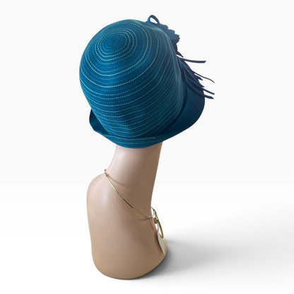 PLUMMER PEACOCK BLUE CLOCHE HAT