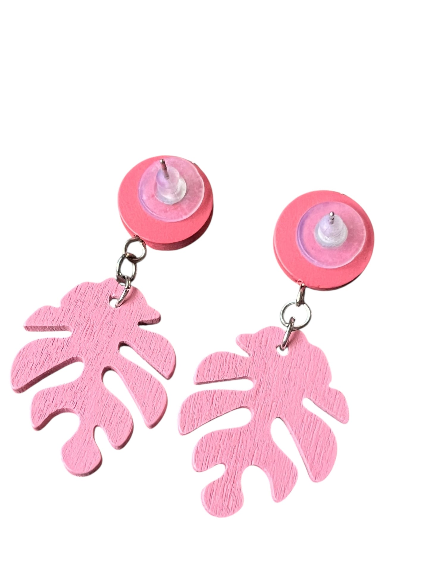 PINK MONSTERA EARRINGS