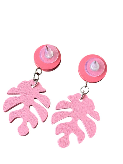 PINK MONSTERA EARRINGS