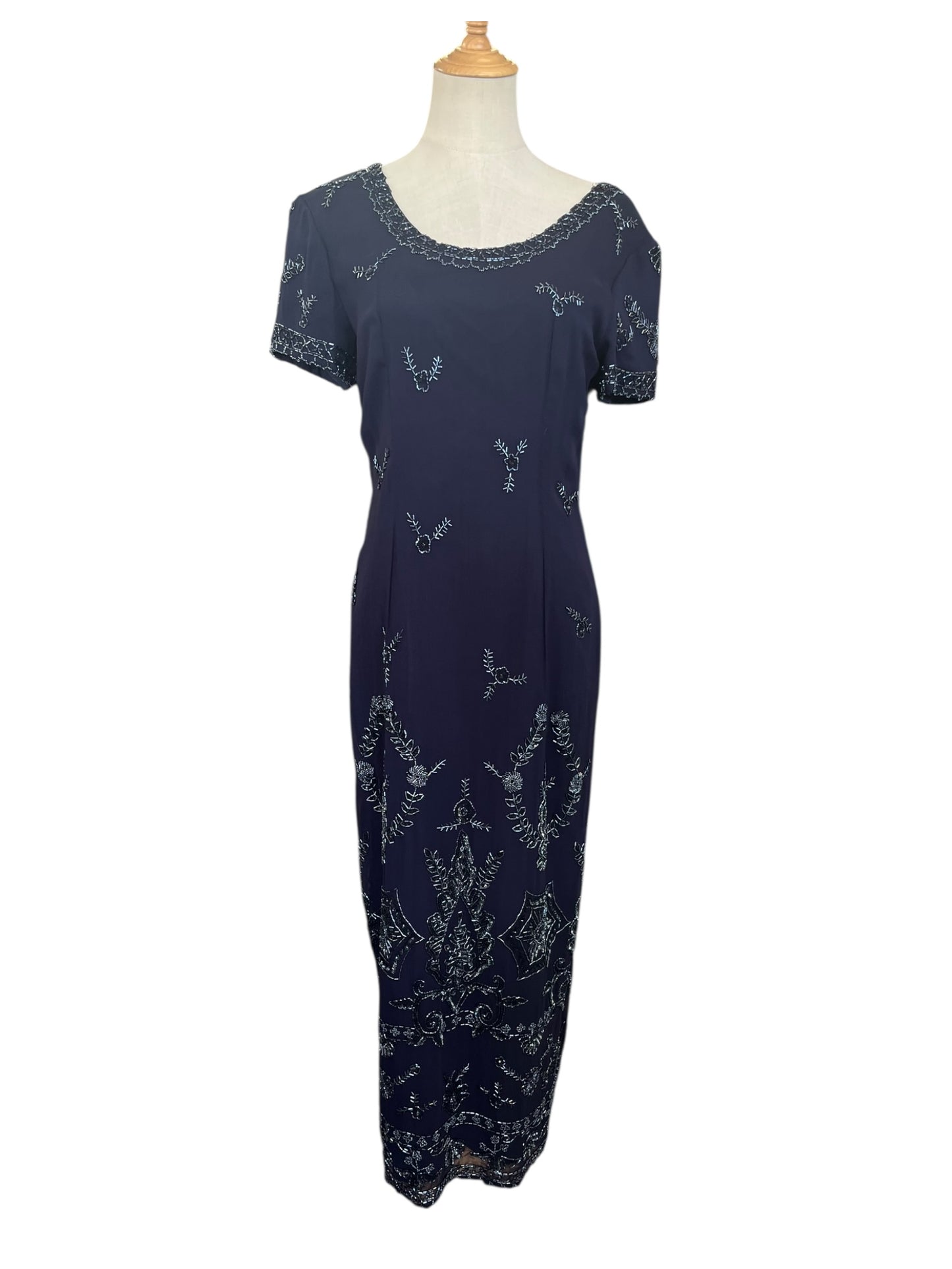 RICHARDS NAVY BEADED DECO DRESS | 10/ 12