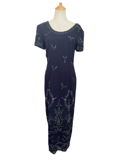 RICHARDS NAVY BEADED DECO DRESS | 10/ 12