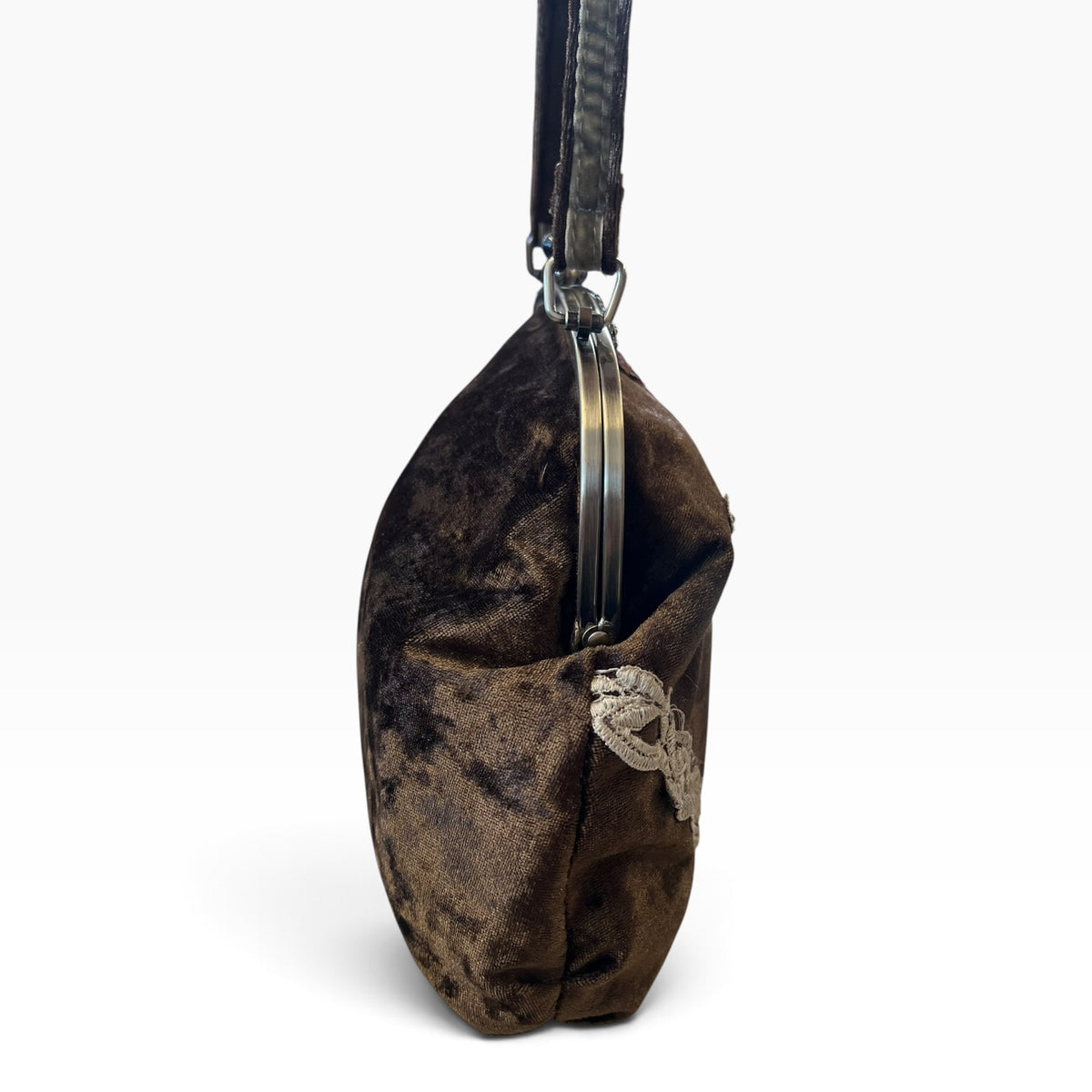 BROWN VELVET SHOULDER BAG
