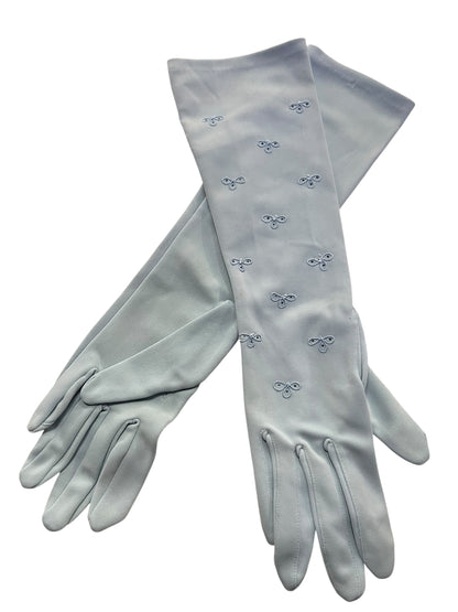PASTEL BLUE LONG GLOVES 6.5