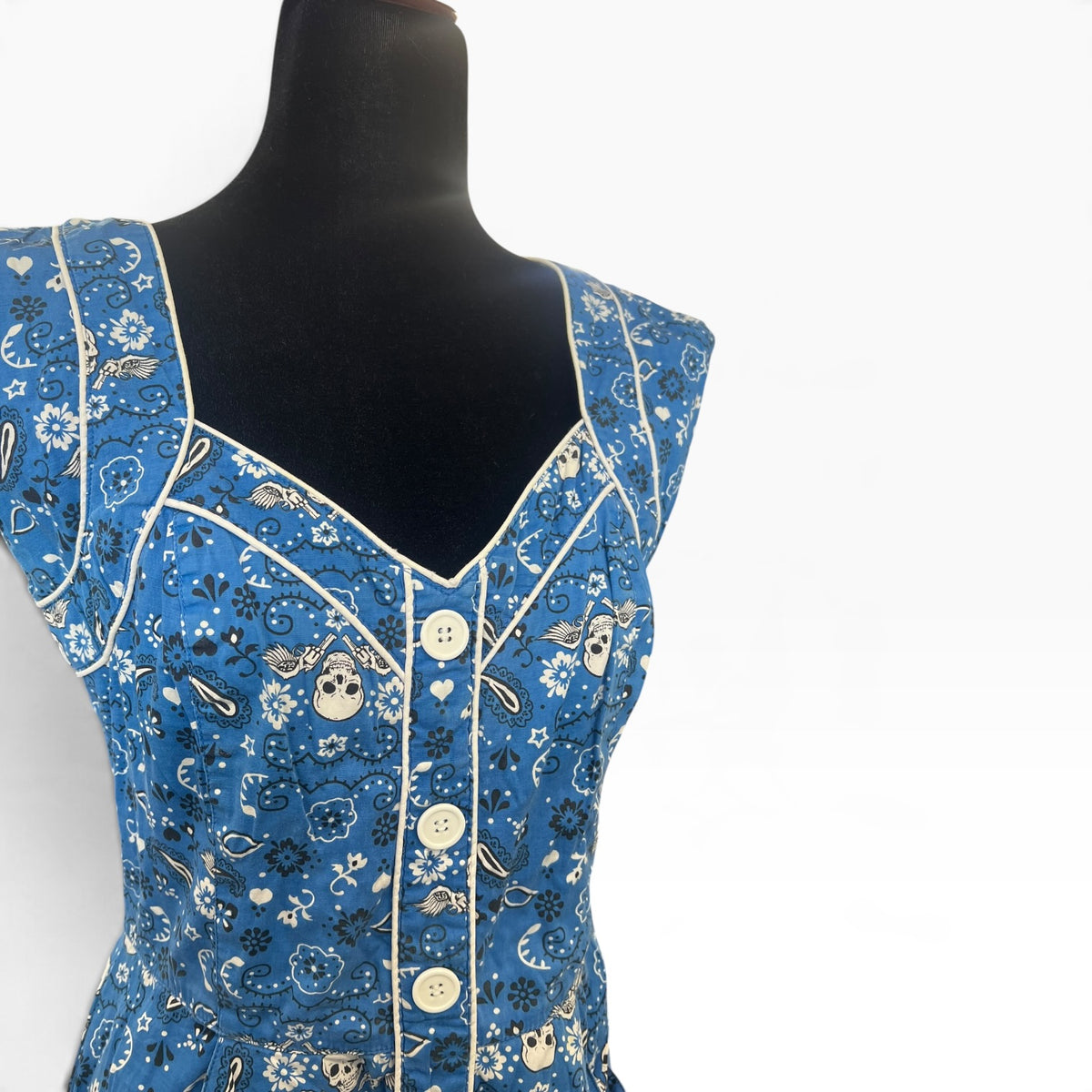 HELLBUNNY BLUE SKULL DRESS | M