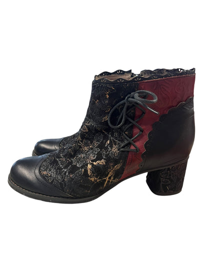 HELLIUM LEATHER BROCADE ANKLE BOOTS | 40