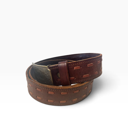MISSISSIPPI BROWN LEATHER BELT 86-104cm