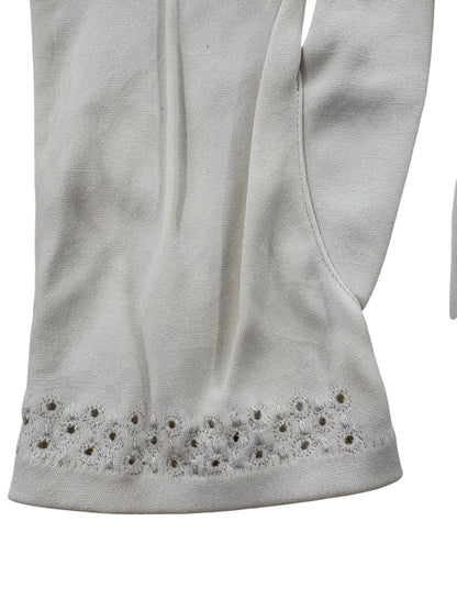 WHITE EMRBROIDERED GLOVES