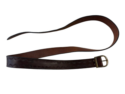 PATTERNED BROWN LEATHER BELT | M-L