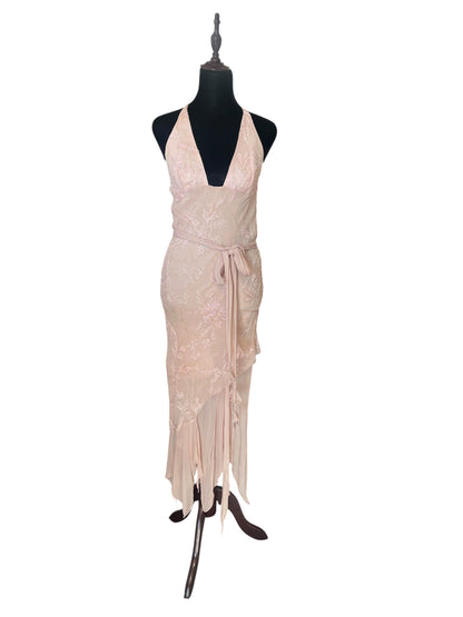 JENNY BANNISTER PINK BEADED SILK DRESS | 10
