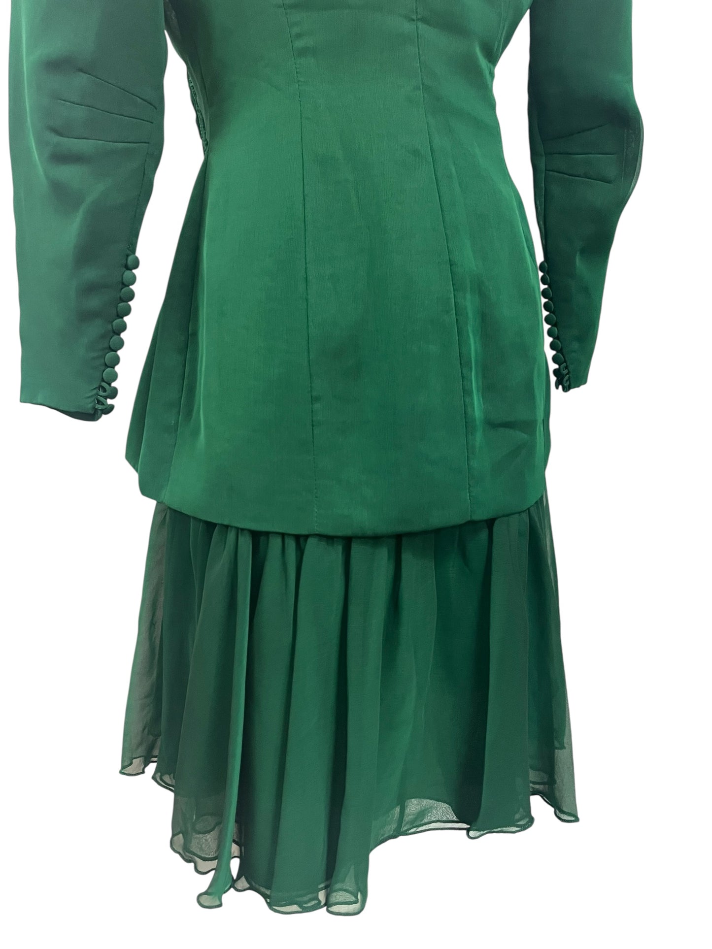 GREEN SILK SKIRT & JACKET | 10