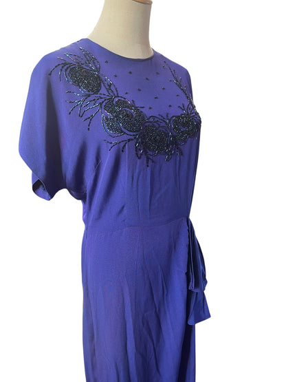 A BLUE SWAREE 1940S DRESS | 12