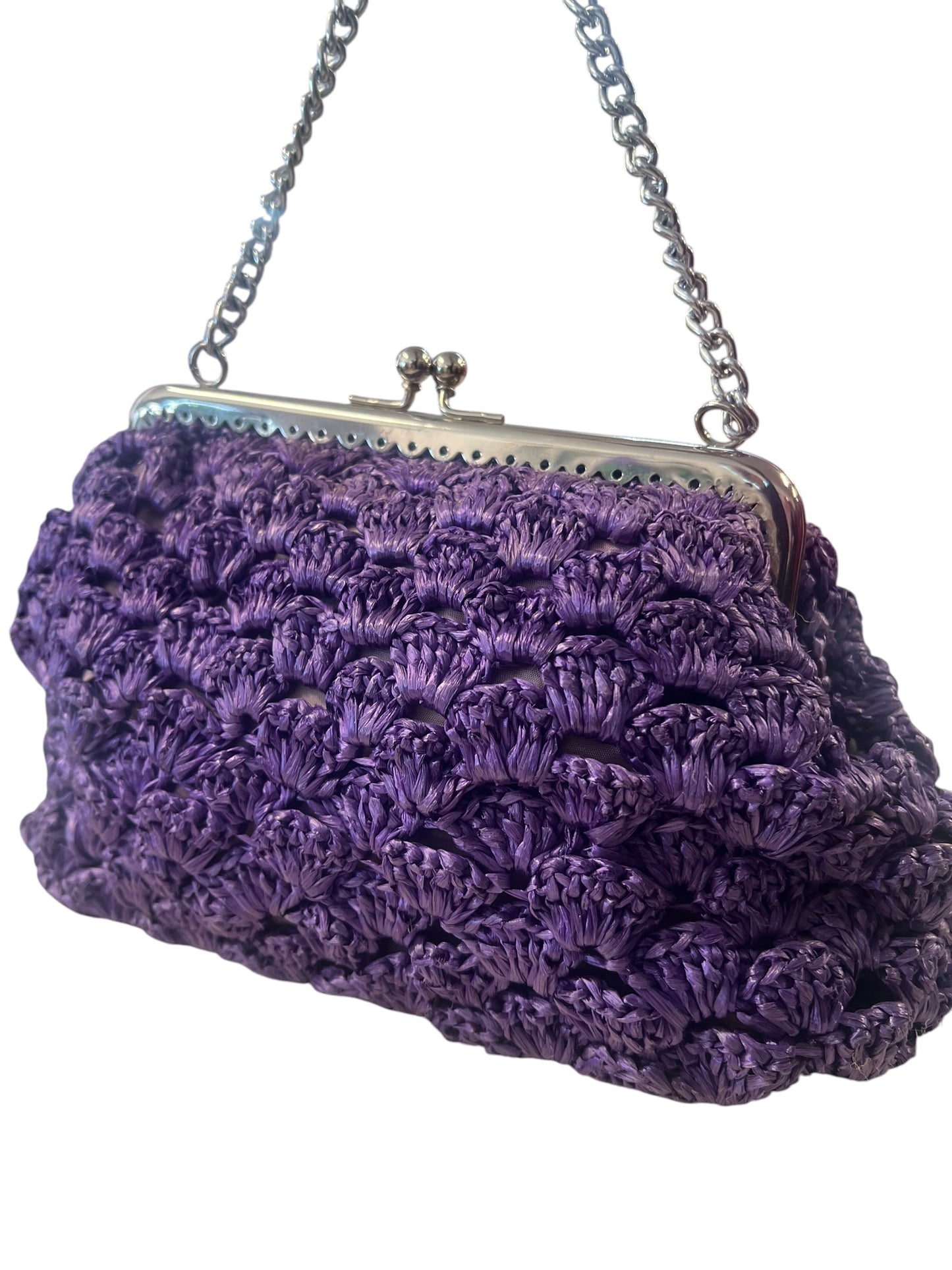 PURPLE RAFFIA HANDBAG