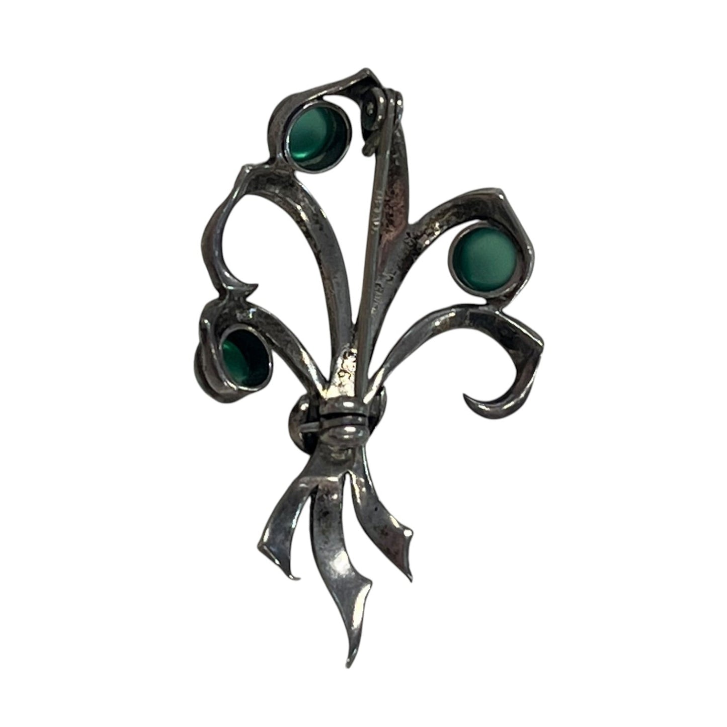 GREEN STONE & MARCASITE BROOCH