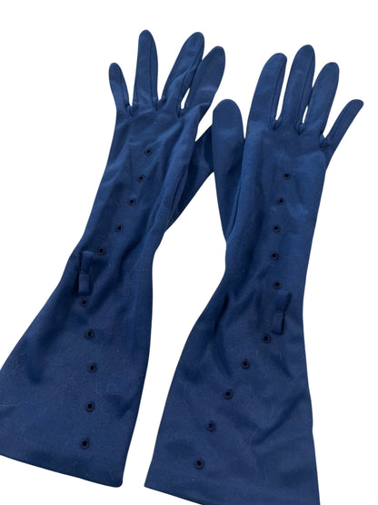 NAVY BOW LENGTH GLOVES