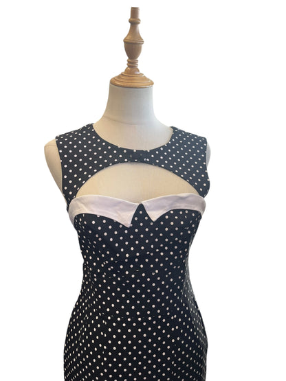 HELLBUNNY POLKADOT WIGGLE DRESS | S