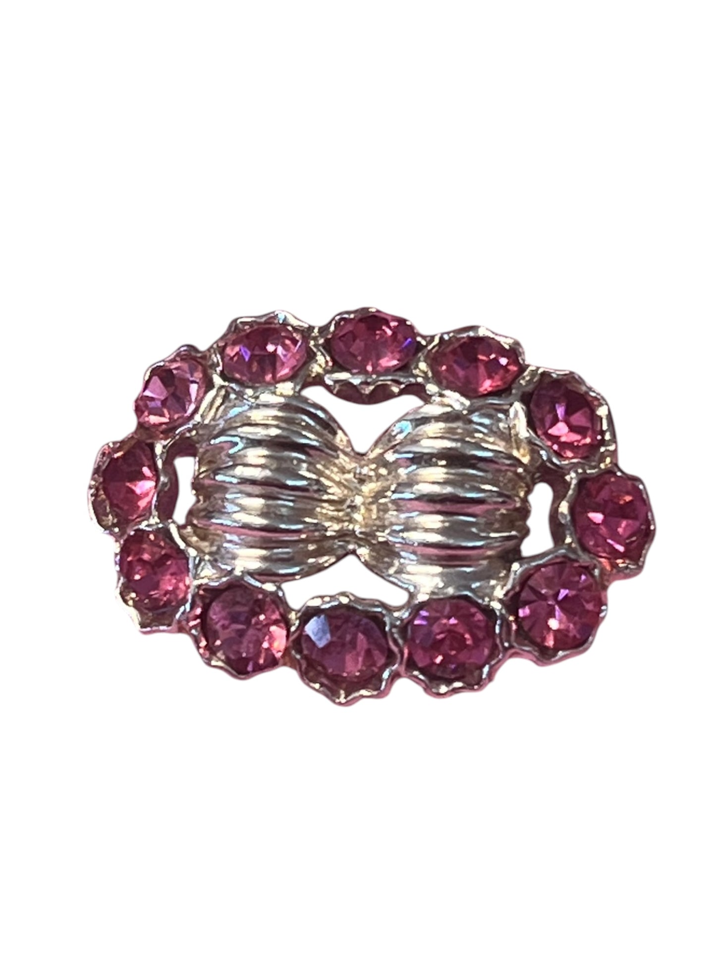 PINK DIAMANTE & BOW BROOCH