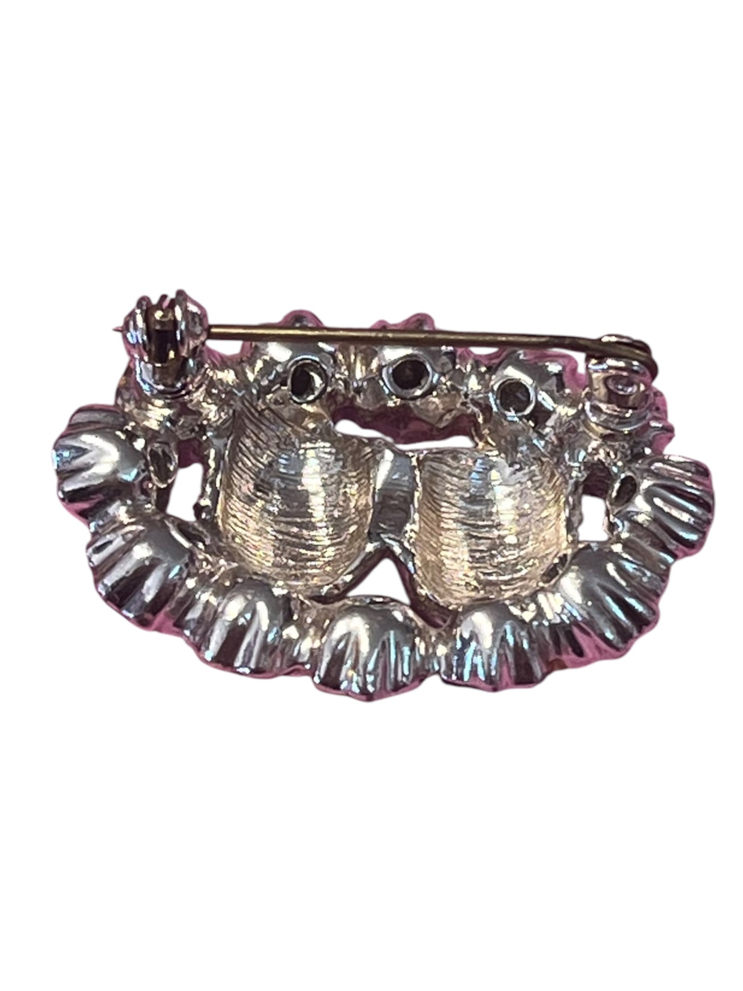 PINK DIAMANTE & BOW BROOCH