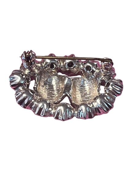 PINK DIAMANTE & BOW BROOCH