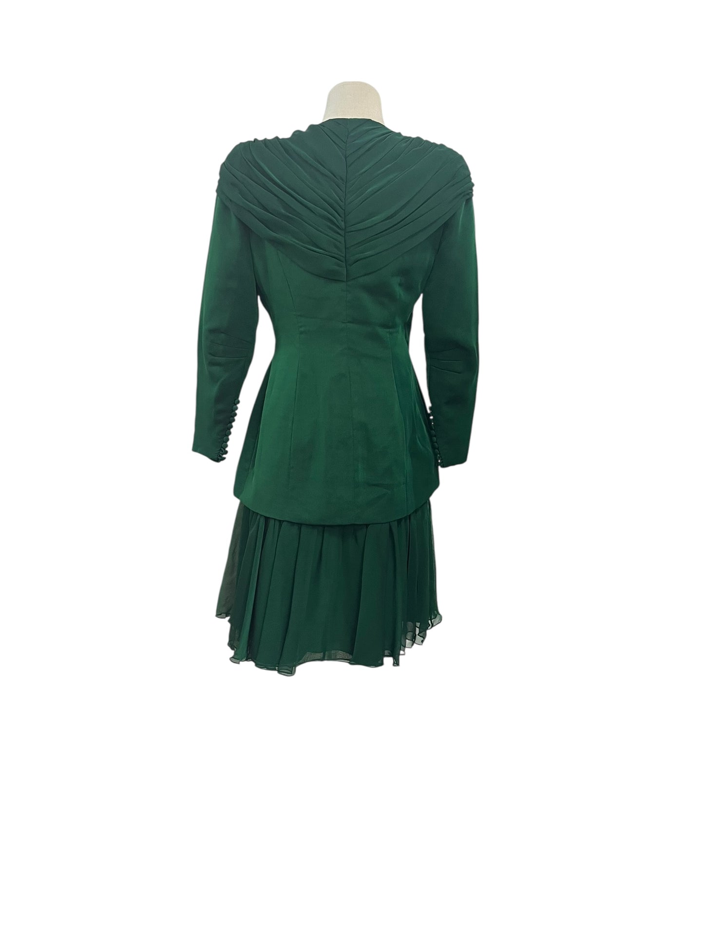 GREEN SILK SKIRT & JACKET | 10