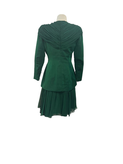 GREEN SILK SKIRT & JACKET | 10