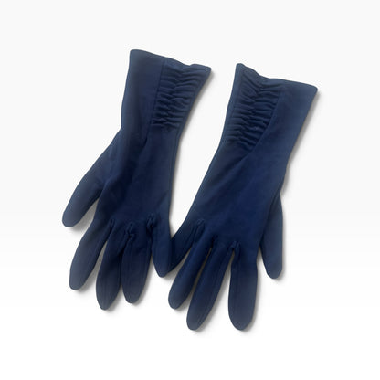 NAVY ROUCHED GLOVES