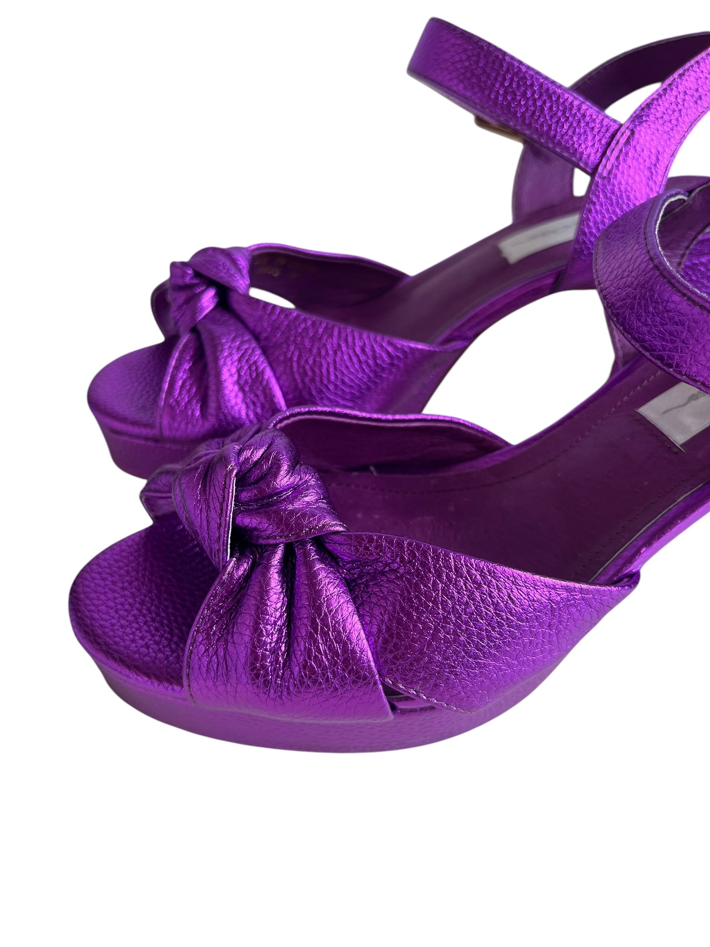 METALLIC PURPLE LEATHER HEELS  | 37