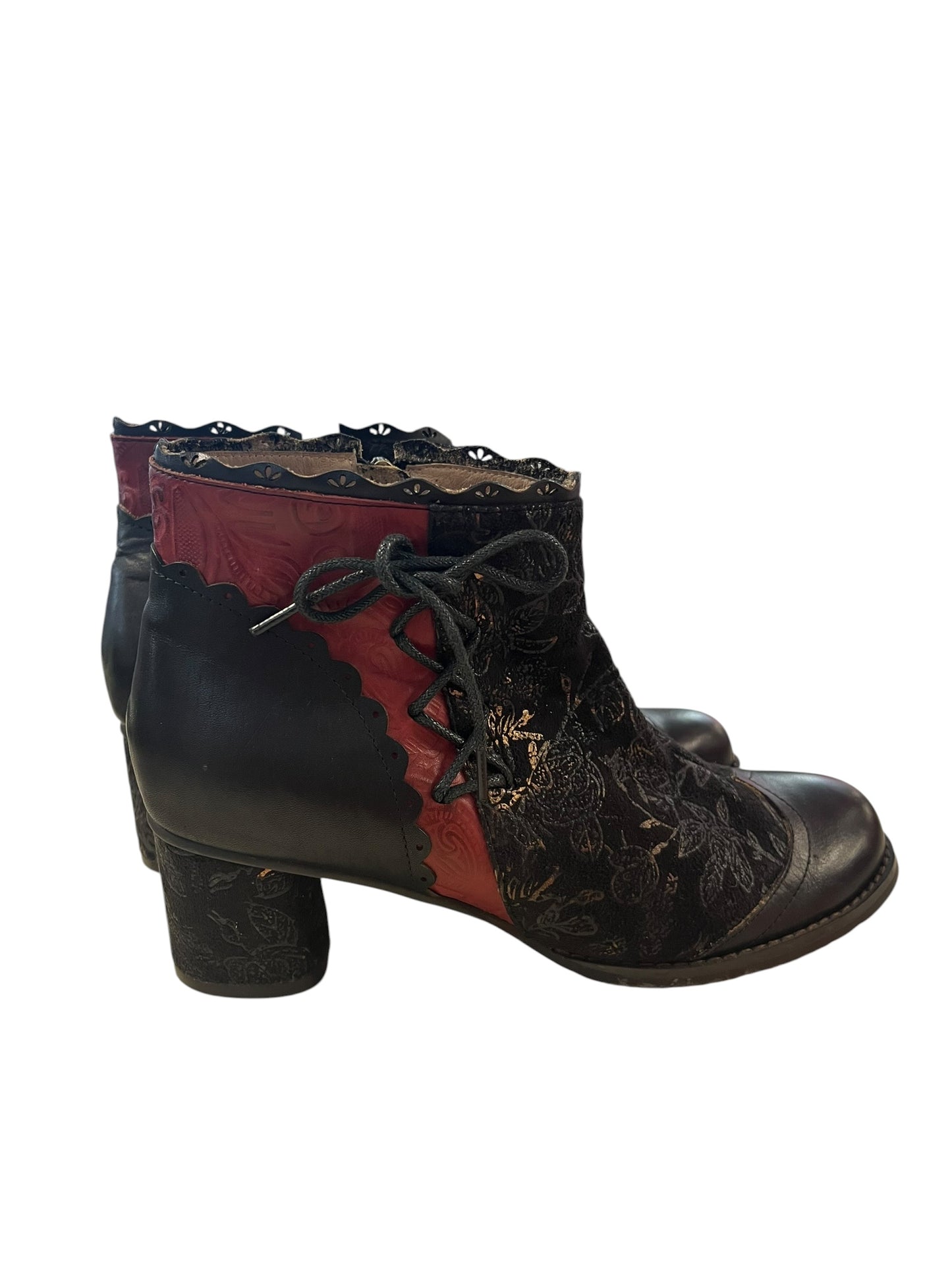 HELLIUM LEATHER BROCADE ANKLE BOOTS | 40