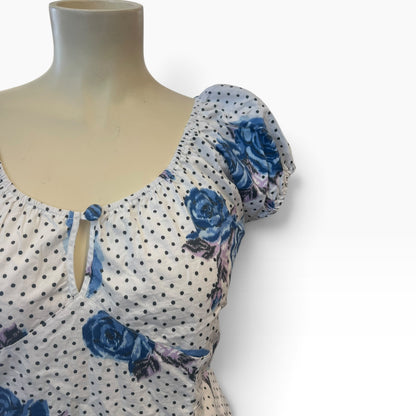 HELLBUNNY BLUE ROSE TOP | 4XL