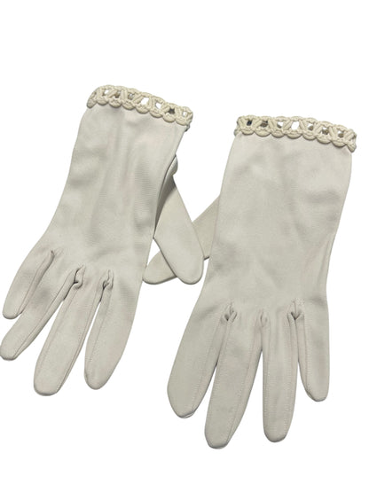 CREAM DETAILED CUFF GLOVES