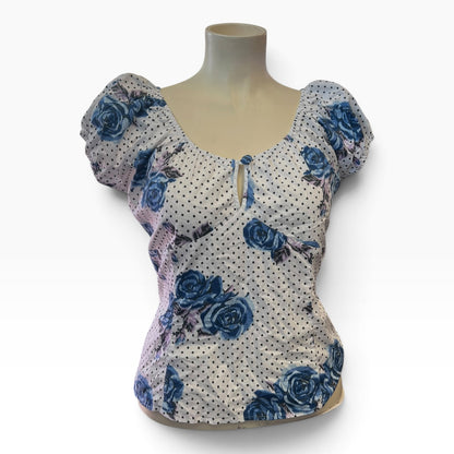 HELLBUNNY BLUE ROSE TOP | 4XL