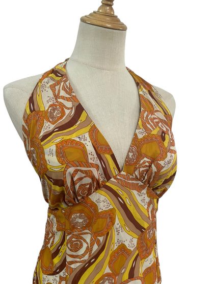 FLOATY HALTERNECK 70S DRESS SZ 4/6