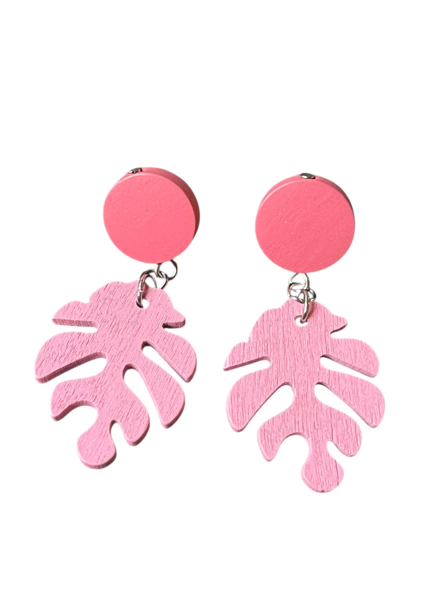PINK MONSTERA EARRINGS