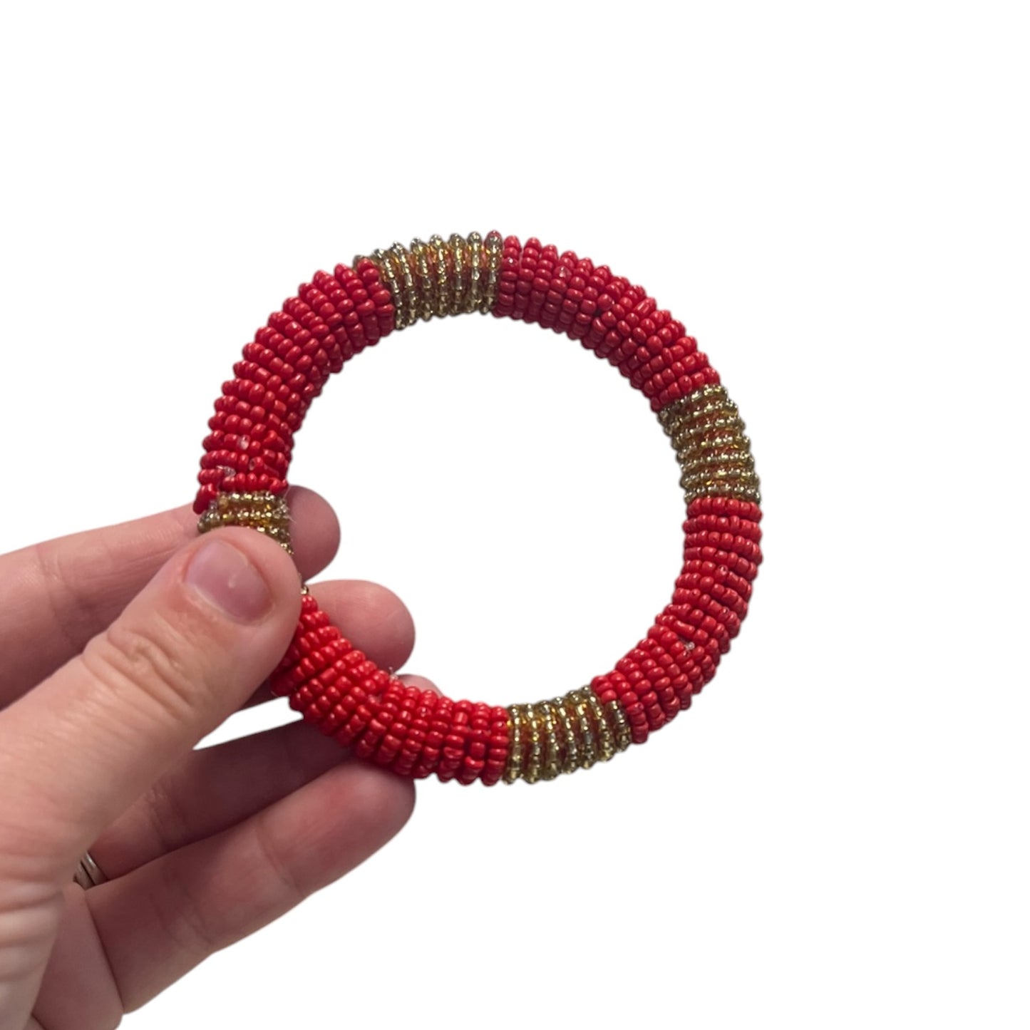 RED & GOLD BEADED BANGLE