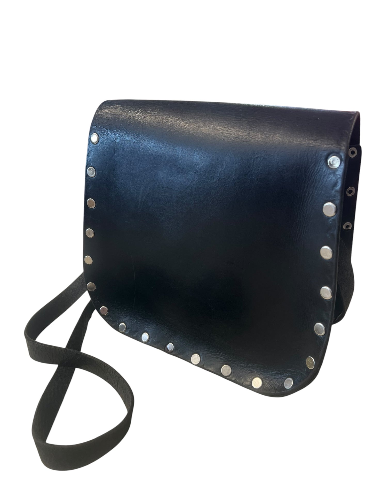 BLACK TOOLED LEATHER BAG