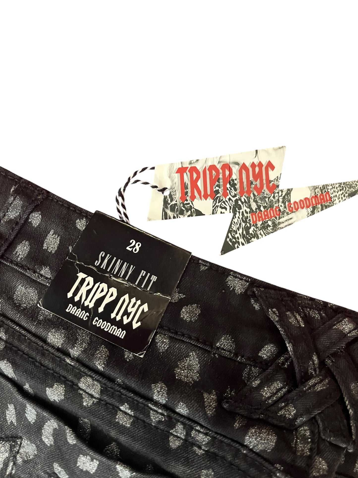 TRIPP NYC BLACK LEOPARD GLITTER SKINNY JEAN | 28
