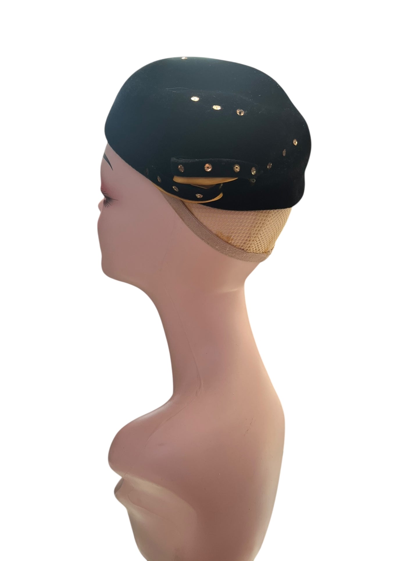 BLACK & GOLD VELVET HAT