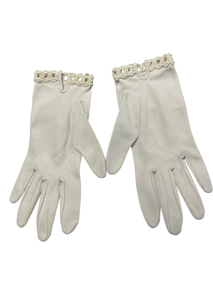 CREAM DETAILED CUFF GLOVES
