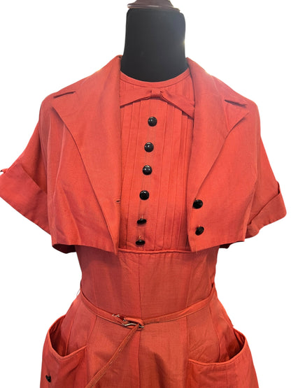 1950s PEACH DRESS & BOLERO SET | 8