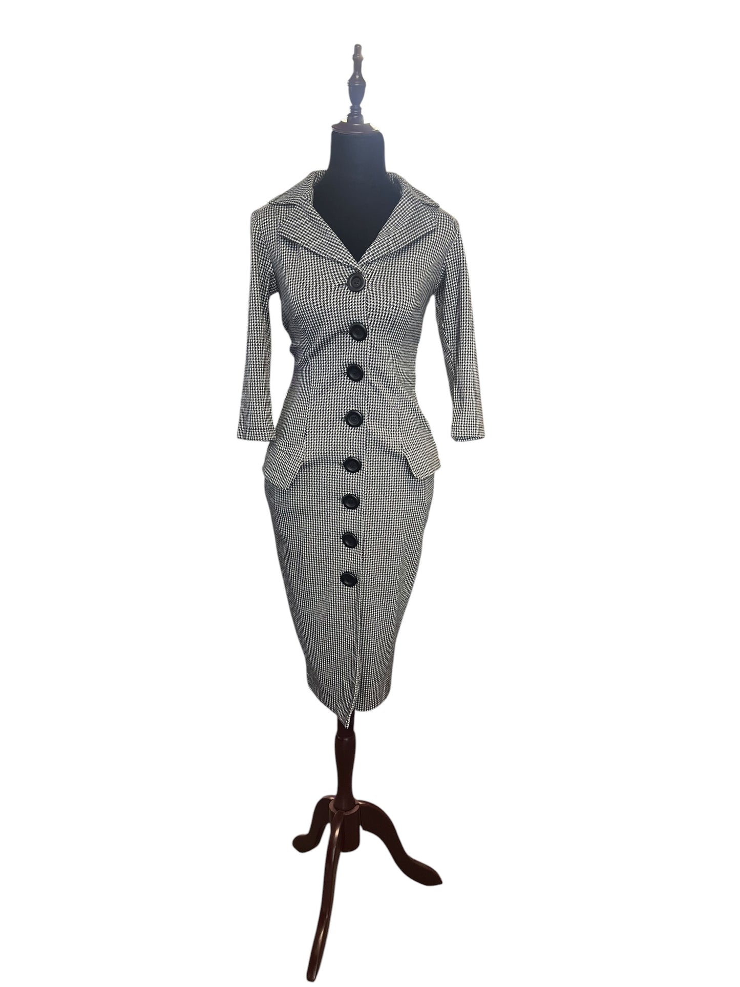BRITISH RETRO HOUNDSTOOTH PENCIL DRESS | 8