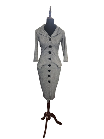 BRITISH RETRO HOUNDSTOOTH PENCIL DRESS | 8