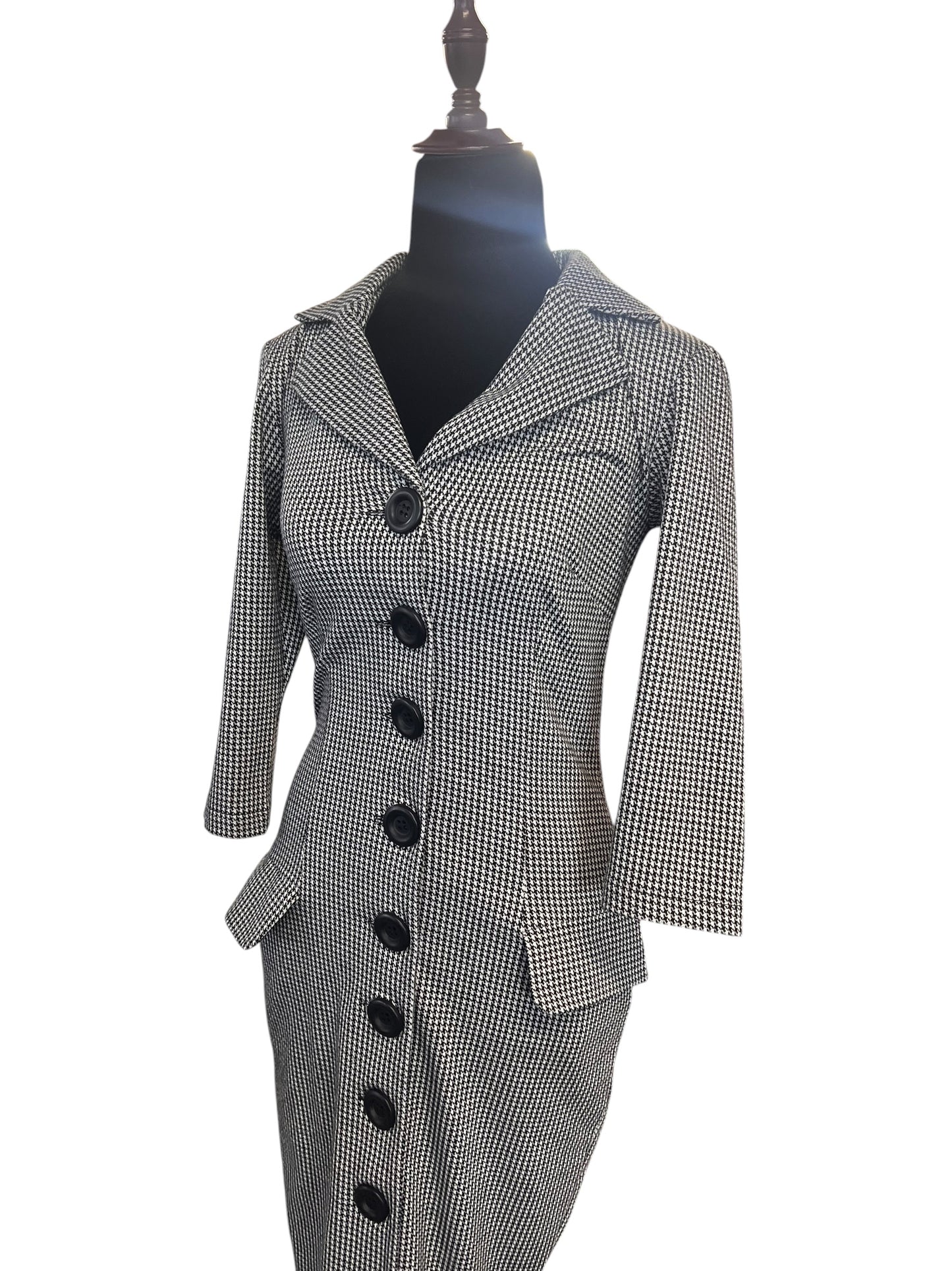 BRITISH RETRO HOUNDSTOOTH PENCIL DRESS | 8