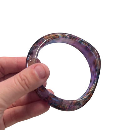 PURPLE GLITTER FLORAL BANGLE