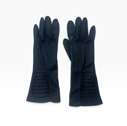 BLACK BOW ROUCHED GLOVES | 7