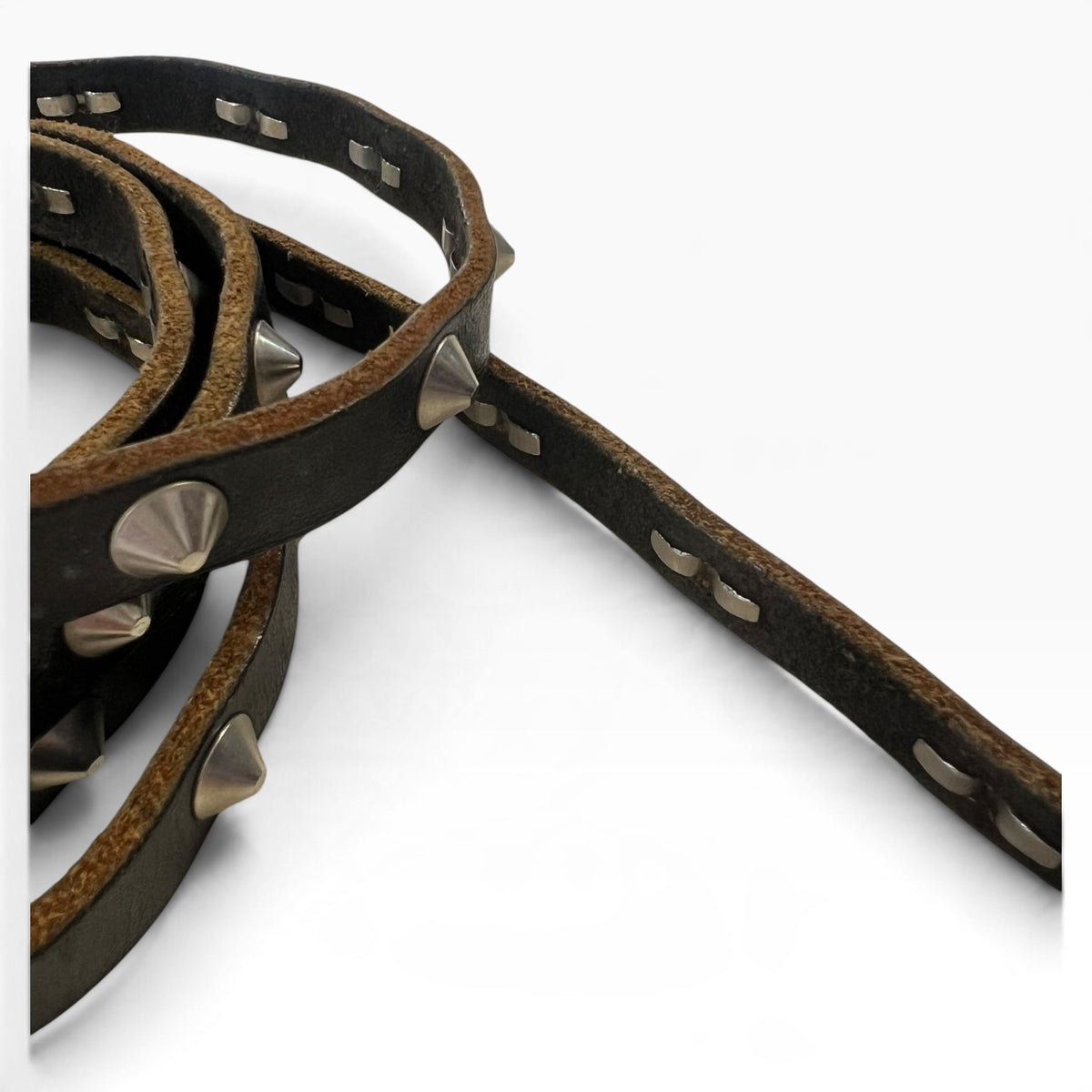 BLACK STUDDED LEATHER BELT