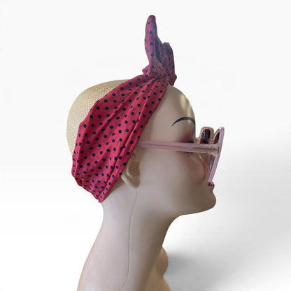 PINK & NAVY POLKADOT TWIST BAND