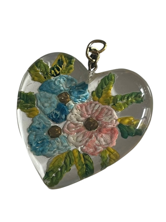 REVERSE CARVE LUCITE HEART PENDANT