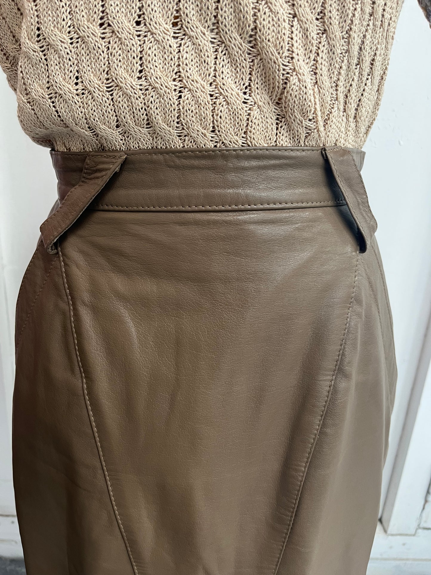 80'S LEATHER SKIRT SZ 8