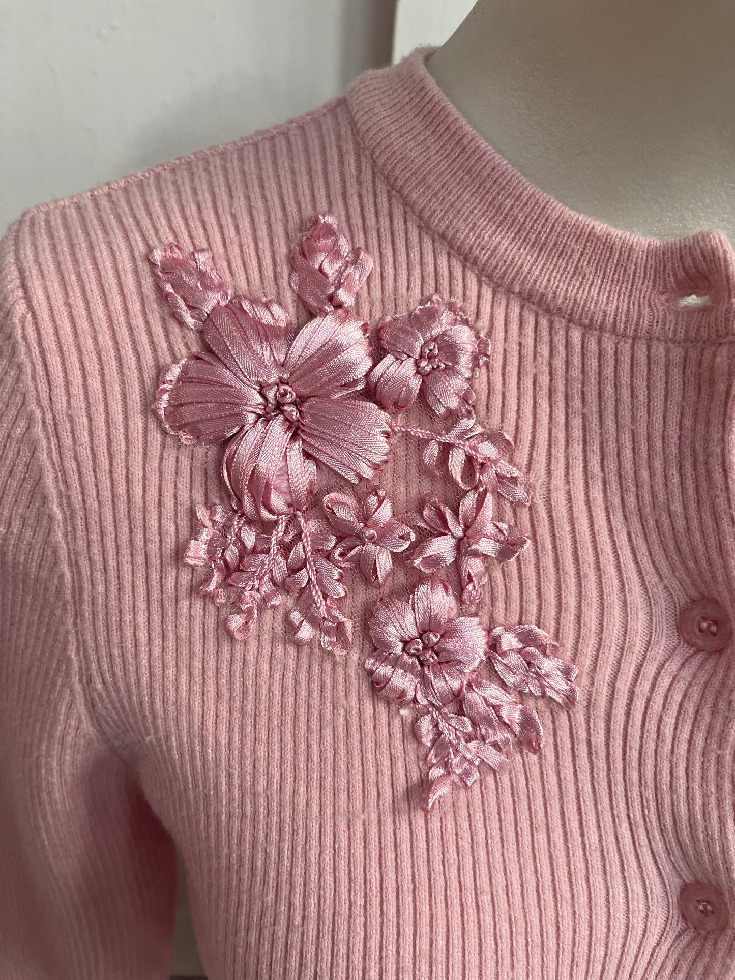 PINK EMBROIDERED CARDIGAN SZ S/10